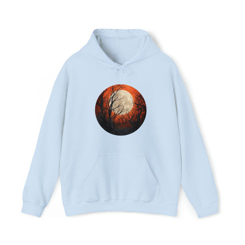 Halloween Harvest Moon - Graphic Hooded Sweatshirt Light Blue